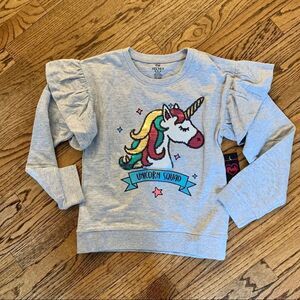 New PINK VELVET Unicorn Sequin Sweatshirt M 10 12